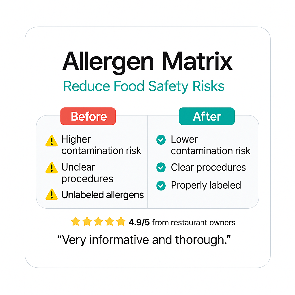Restaurant Food Allergen Matrix Template RevCheck
