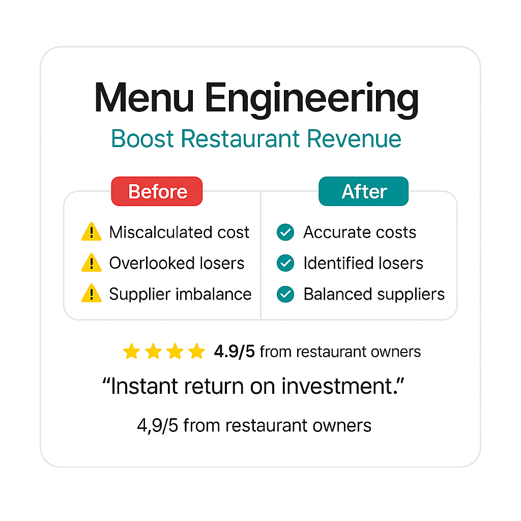 Menu Engineering Template for Restaurants, Cafes & Bars RevCheck